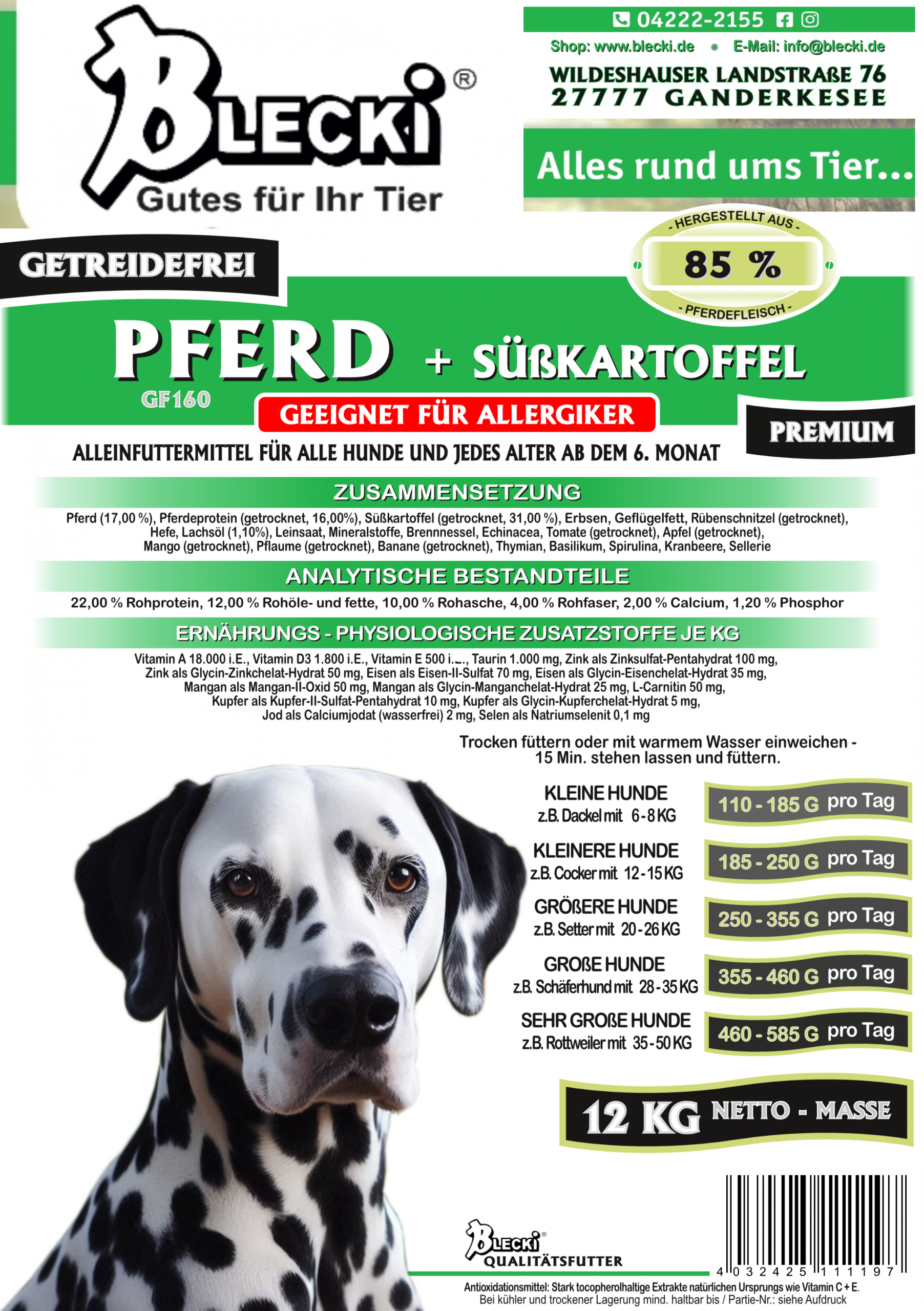 BLECKI GF 160 Pferd + Süßkartoffel <h4>12kg<h4> 2 BLECKI GF 160 Pferd + Süßkartoffel <h4>12kg<h4> – Bild 2